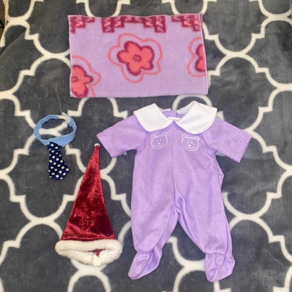 Build-A-Bear Small Frys clothing, accessories and blanket - set of 4 items